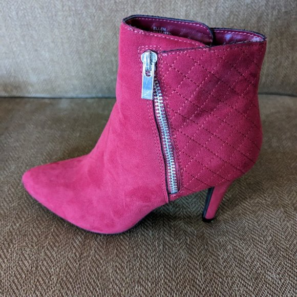 Suede Ankle Boots, Red, New, with 3 inches heel - Picture 8 of 8